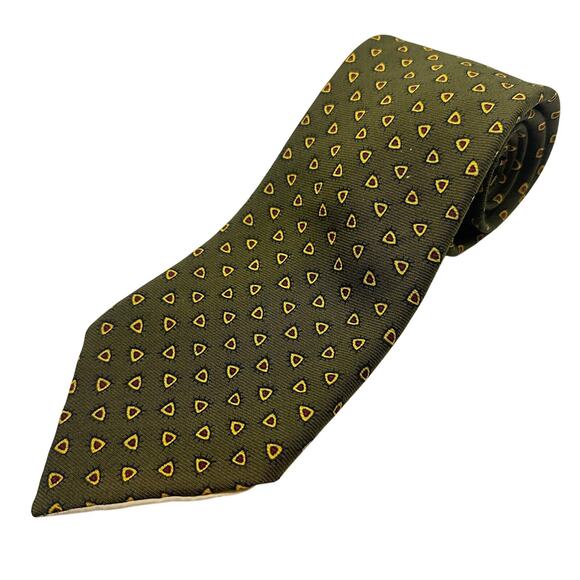 Vintage Rivetz Printed Necktie Olive Green Business Casual Office Formal Rare - Picture 1 of 9